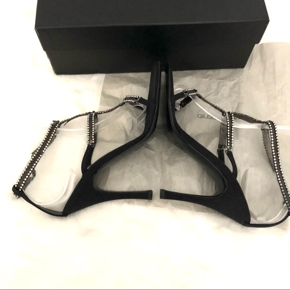 GIUSEPPE ZANOTTI BLACK CRYSTAL EMBELLISHED SANDALS 37 - Picture 4 of 11